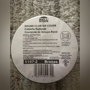 New /Sealed Bell Outdoor Round Cluster Cover 5197-2 Bronze
